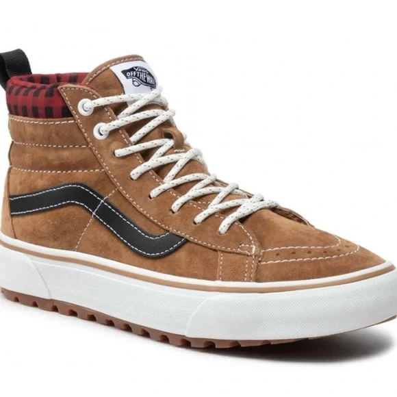 VANS Sk8 Hi MTE-1 Mens US Size 8.5 Plaid Brown Red Black WhiteVN0A5HZYY49 new